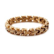 Fashion Gold 21 Cm Kb104622-k Titanium Steel Geometric Keel Mens Bracelet