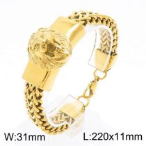 Fashion Gold (with Logo) Titanium Steel Lion Head Mens Bracelet