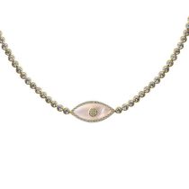 Fashion Zircon Opal Titanium Steel Diamond Eye Necklace