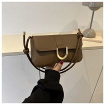 Fashion Brown Pu Flip Shoulder Bag