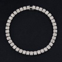Fashion Silver 18inch(45cm) Alloy Diamond Square Necklace