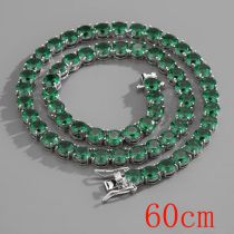 Fashion Emerald 24inch(60cm) Alloy Set Oval Diamond Mens Necklace