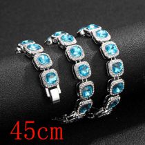 Fashion Silver Lake Blue Necklace 18inch (45cm) Alloy Diamond Square Mens Necklace