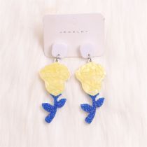 Fashion Yellow Rose Flower Acrylic Rose Earrings