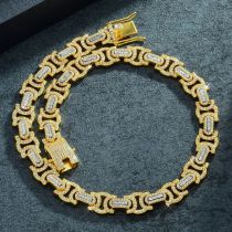Fashion Necklace 18inch (45cm) Gold Cuban Chain Alloy Diamond Chain Geometric Mens Necklace