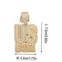 Fashion Gold Us Boys Necklace Pendant Alloy Diamond Letter Pendant