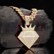 Fashion Gold Large Diamond Necklace Pendant Alloy Diamond Mens Necklace