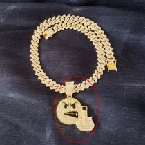 Fashion Gold Middle Finger Emoticon Necklace Pendant Alloy Diamond Expression Pendant