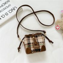 Fashion Brown Without Pendant Cotton Plaid Large Capacity Crossbody Bag