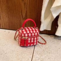 Fashion Red Checkered Zipper Crossbody Bag
