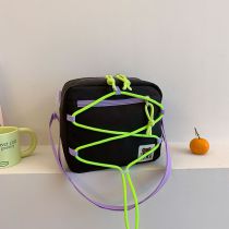Fashion Black Nylon Contrasting Color Childrens Cross-body Bag