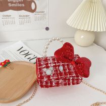 Fashion Style 2 Cotton And Linen Plaid Bow Flap Crossbody Bag