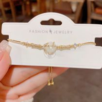 Fashion Gold Copper Inlaid Diamond And Hetian Jade Bracelet
