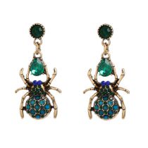 Fashion Green Alloy Diamond Spider Earrings
