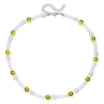 Fashion Necklace Geometric Pearl Beaded Smiley Face Necklace