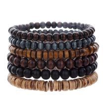 Fashion 2# Wood Beads Coconut Shell Beads Mens Bracelet Set