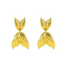 Fashion Gold Titanium Steel Fishtail Earrings