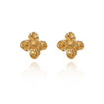 Fashion Gold Liquid Metal Flower Earrings