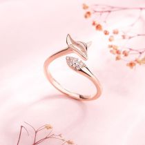 Fashion Rose Gold Copper Diamond Fox Ring