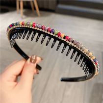 Fashion Red Colored Crystal Toothed Headband