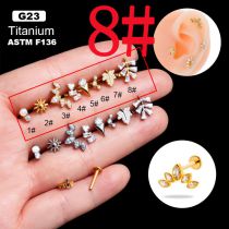 Fashion Gold 8# Titanium Steel Diamond-encrusted Geometric Piercing Lip Nail
