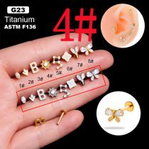 Fashion Silver 4# Titanium Steel Diamond-encrusted Geometric Piercing Lip Nail