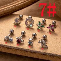Fashion Silver 7# Titanium Steel Diamond Pierced Geometric Stud Earrings (single)