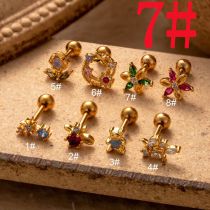 Fashion Gold 7# Titanium Steel Diamond Pierced Geometric Stud Earrings (single)