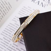 Fashion Gold Double Row Diamond Bracelet Stainless Steel Diamond Round Bracelet