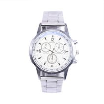 Fashion White Dial Watch Stainless Steel Round Dial Mens Watch