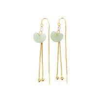 Fashion Hetian Jade-gold Color Lucky Cloud Lock Tassel Ear Wire Hetian Jade Ping An Ear Locking Wire