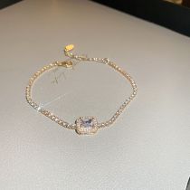 Fashion Bracelet-gold Copper Diamond Square Bracelet