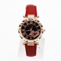 Fashion Red Watch Stainless Steel Round Dial Watch