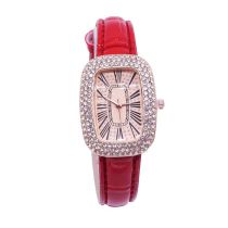 Fashion Red Watch Stainless Steel Diamond Square Dial Watch