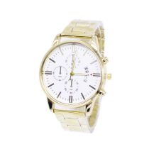 Fashion Gold Shell White Gold Belt Stainless Steel Round Mens Watch