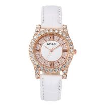 Fashion White Watch Stainless Steel Diamond Round Watch