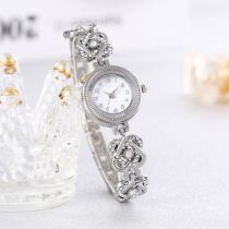 Fashion Silver Watch Stainless Steel Diamond Round Watch