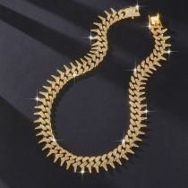 Fashion Golden Thorn Cuban Chain Geometric Diamond Chain Necklace For Men