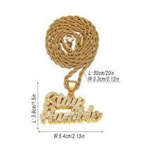 Fashion Gold Geometric Diamond Letter Mens Necklace