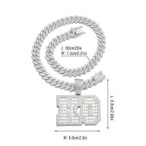 Fashion Silver Letter Necklace Pendant +001 Cuban Chain 20inch Alloy Diamond Letter Mens Necklace