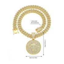 Fashion Golden Cross Star Circle Pendant Necklace +001 Cuban Chain 20inch Alloy Diamond Medallion Mens Necklace
