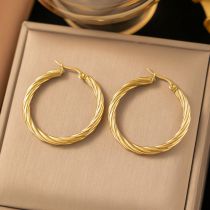 Fashion Twisted Twist 35 Stainless Steel Cable Round Earrings