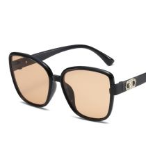 Fashion Bright Black Frame Light Tea Slices Pc Large Frame Sunglasses