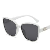 Fashion Solid White And Gray Film Pc Large Frame Sunglasses