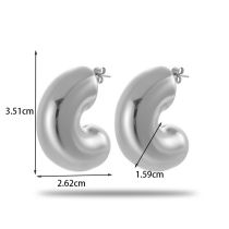 Fashion 4# Titanium Steel C-shaped Earrings