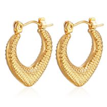 Fashion Gold Stainless Steel Geometric Heart Earrings