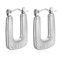 Fashion Silver Stainless Steel Geometric Rectangular Earrings