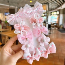 Fashion Light Pink 10-piece Set Fabric Bow Flower Childrens Hair Clip Set