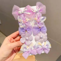 Fashion Purple 10-piece Set Fabric Flower Bow Hairpin Set