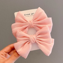 Fashion Pink One Fabric Bow Childrens Hair Clip Set